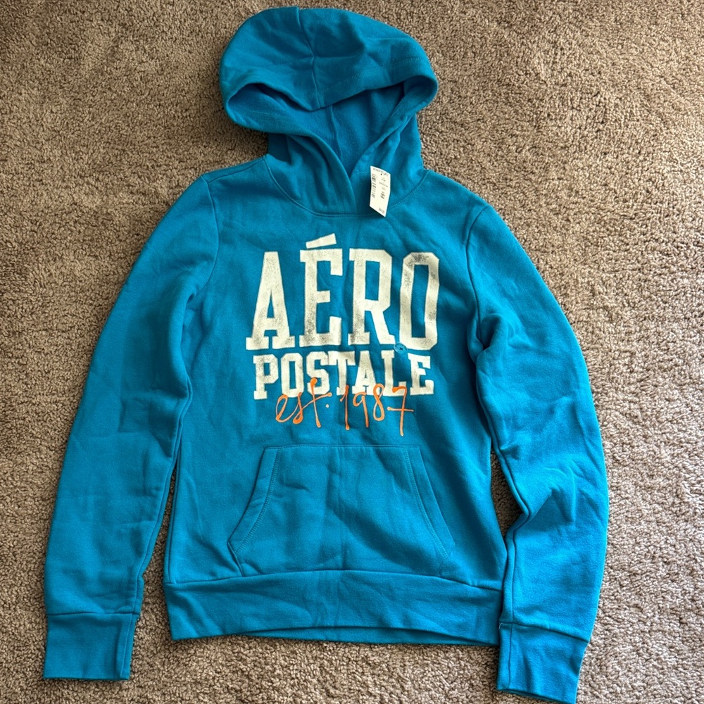 Aeropostale Blue Hoodie with White Logo